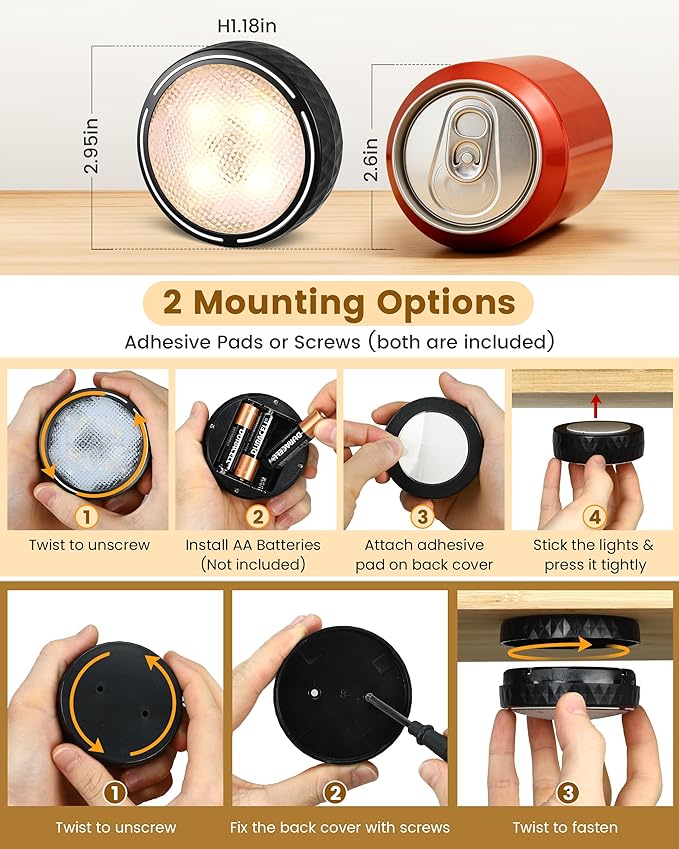 Puck Lights with Remote Control, Battery Operated Wireless LED Under Cabinet - Image 4