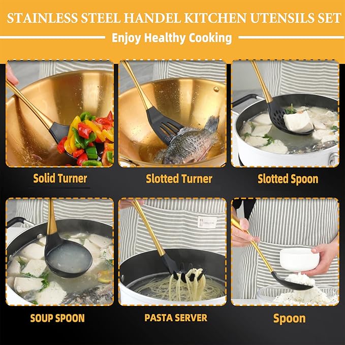 Kitchen Utensils Set, Large Non-stick Silicone Cooking Utensils Set 6 Pcs - Image 3