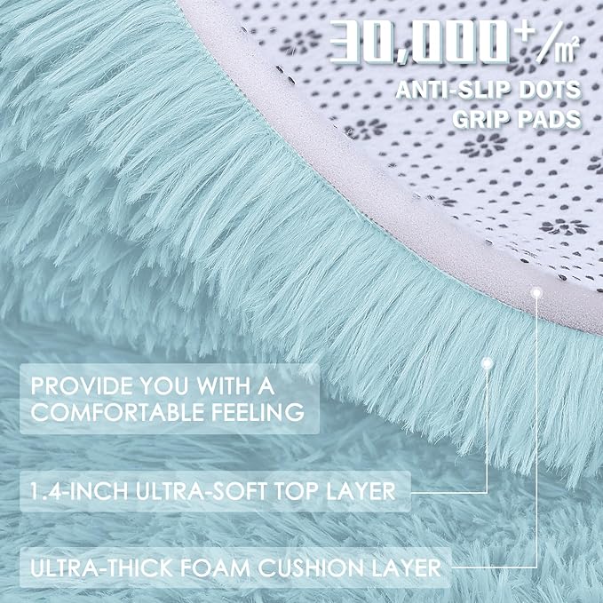 OLANLY 3x5 Machine Washable Small Bedside Rug, Soft Fluffy Shaggy Rugs - Image 8