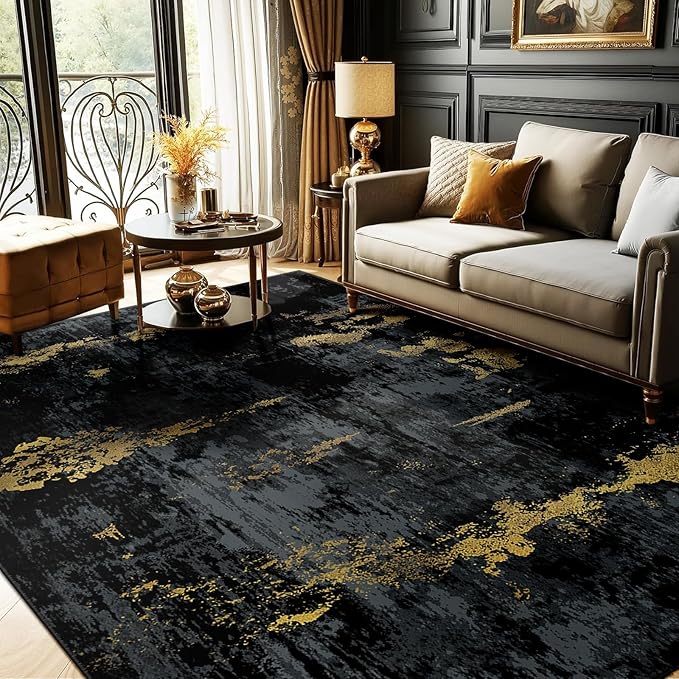 Washable Area Rugs 6'x9' Non-Slip Modern Abstract Soft by RELEANY