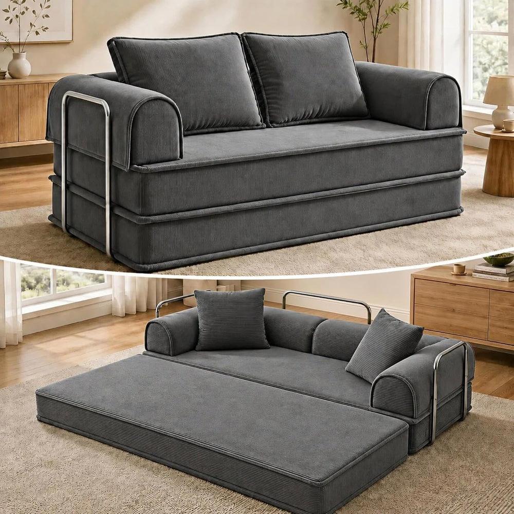 79" Futon Sofa Bed, Daybed Couch with Fixed-Shape Frame, 4-in-1 Boneless...