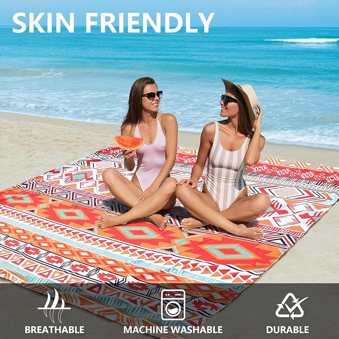 HIHOHO Beach Blanket Waterproof Sandproof Extra Large Beach Mat 79" X - Image 3