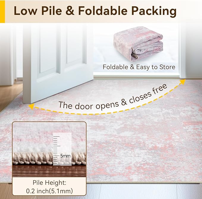 Washable Area Rugs 8ft Non-Slip Modern Abstract Soft - Image 6