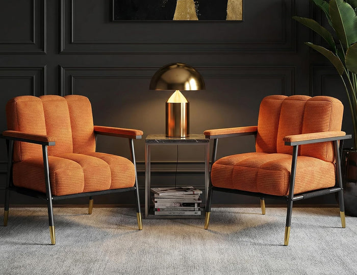 Homkdom Corduroy Accent Chair,Set of 2 Reading Chair for Living Room