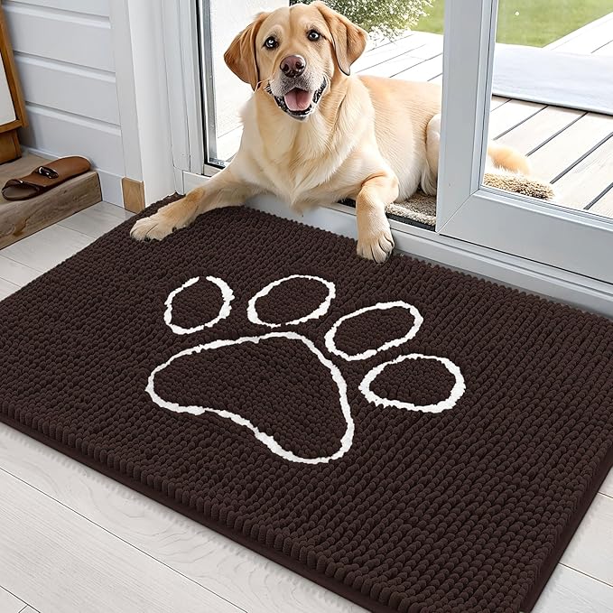 OLANLY Dog Door Mat for Muddy Paws 36x24, Paw Print Design, Absorbs Moisture by OLANLY
