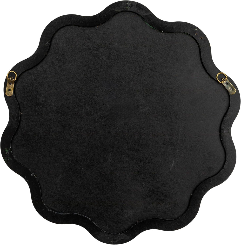 Creative Co-Op Scalloped Wood Wavy Wall Mirror, Green