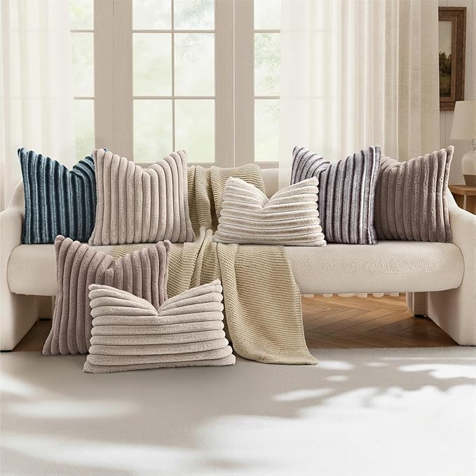 decorUhome Cozy Faux Fur Throw Pillow Covers 12x20 Set of 2 Decorative Soft - Image 5