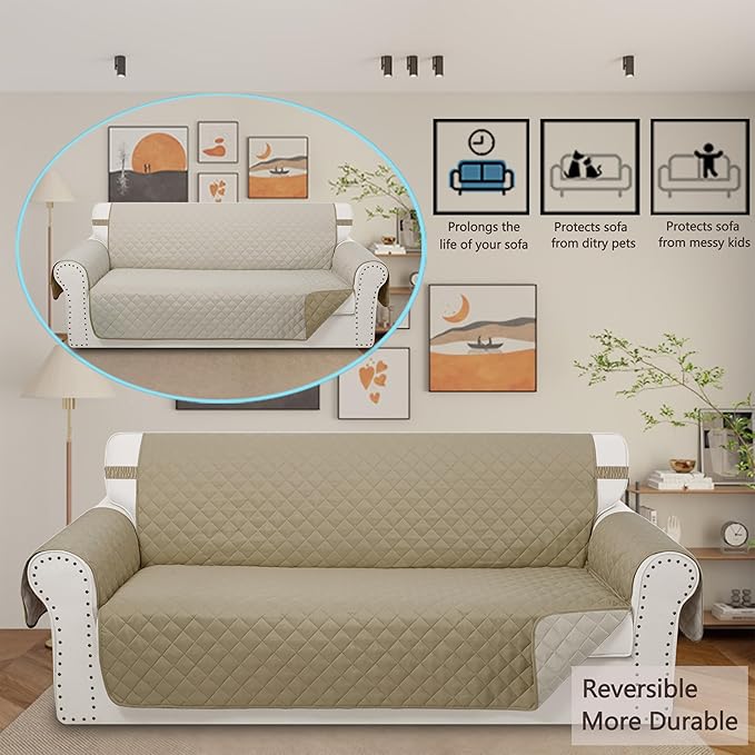 Reversible 4 Seater Sofa Cover 91 Inch Large Couch Cover Furniture Protector - Image 2