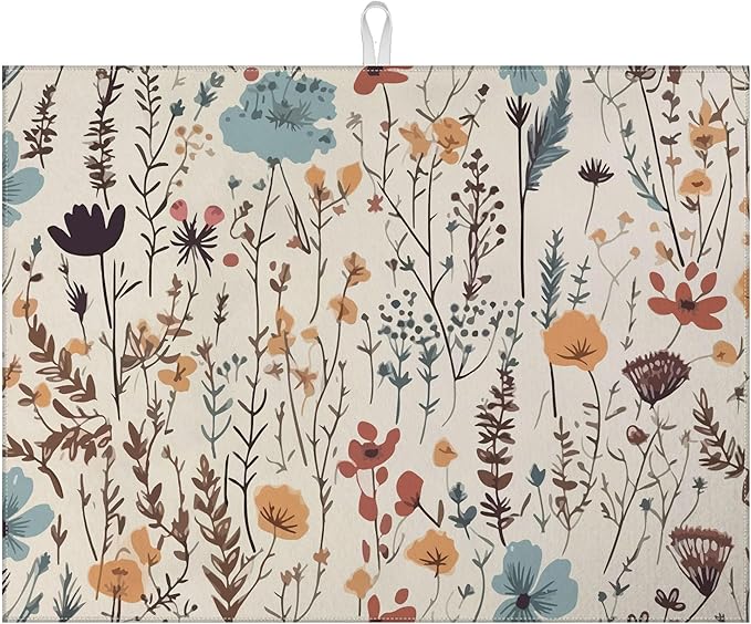 Vintage Floral Dish Drying Mat for Kitchen Counter Microfiber Absorbent Dish by VisittheDuibelproduct