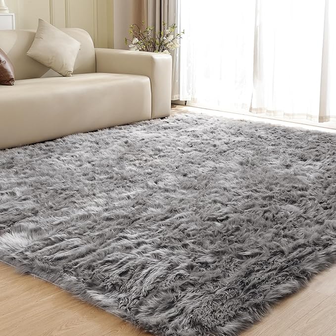 ORINOVA Shag Washable Area Rugs 8x10 Grey Fluffy Rug by ORINOVA
