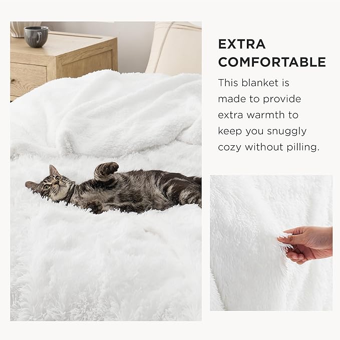 Bedsure GentleSoft Fluffy White King Size Blanket - Image 3