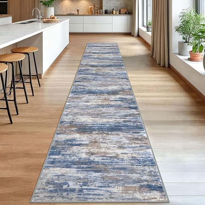 KOZYFLY Modern Abstract Washable Rug Runner 2.6x16 Hallway Rug Runner Non-Slip - Image 3