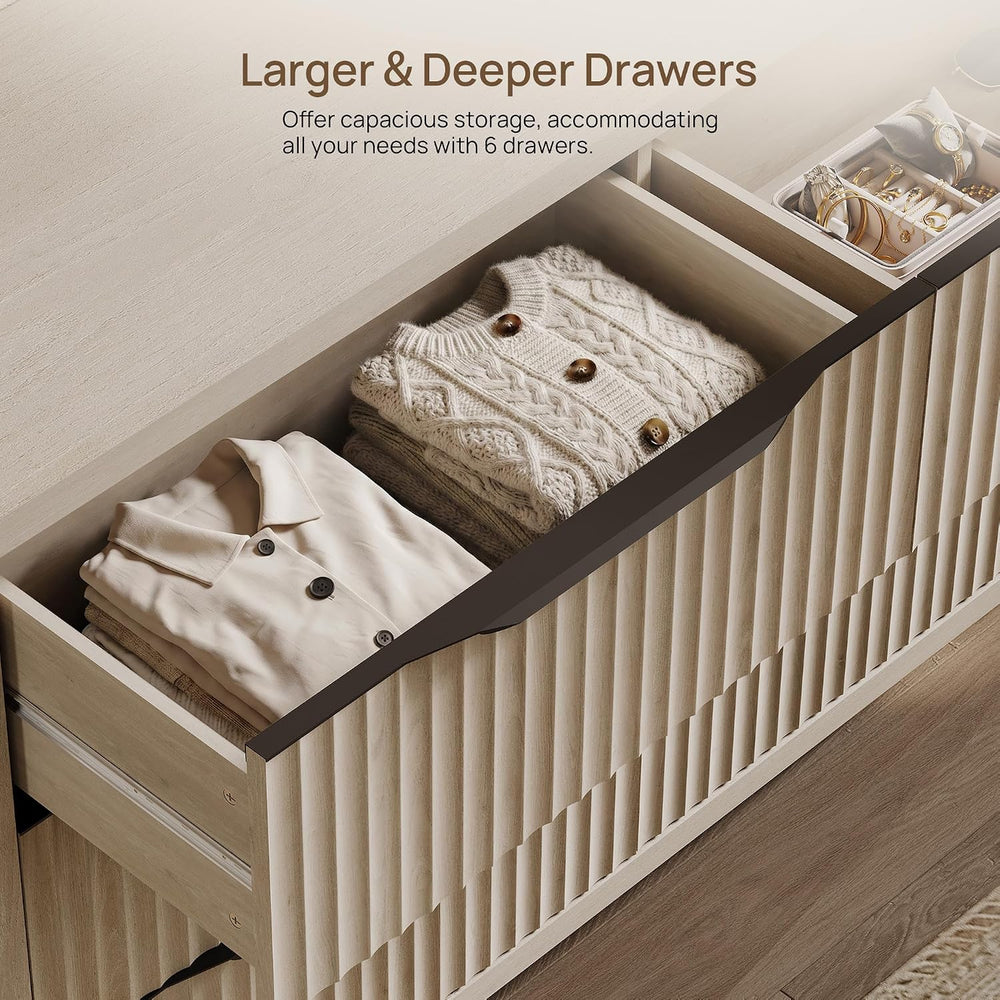 SICOTAS Bedroom Dresser with 12 Deep Wide Large Fluted Drawers for Closet