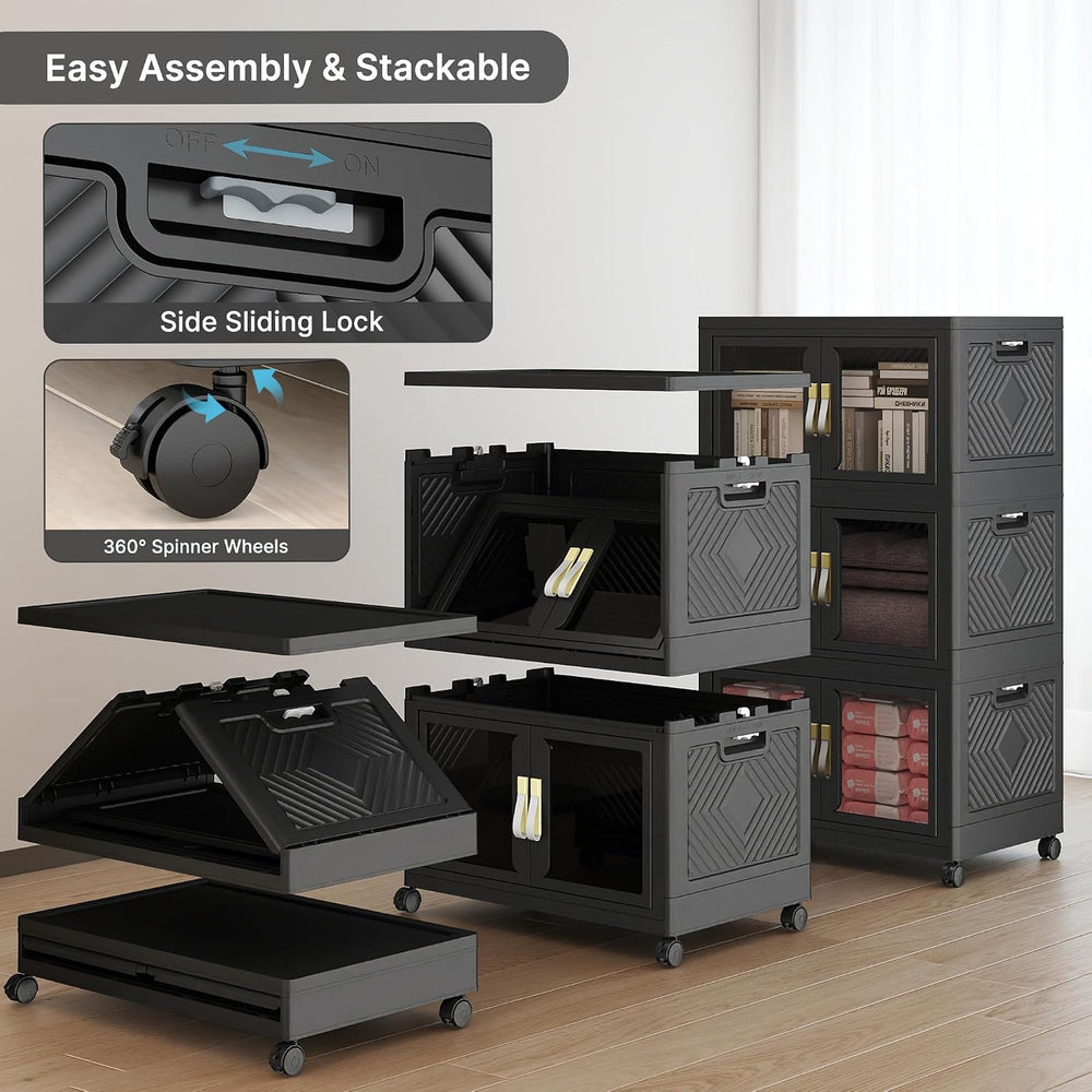 Stackable Storage Bins with Lids, 360QT Extra Large Storage Cabinet