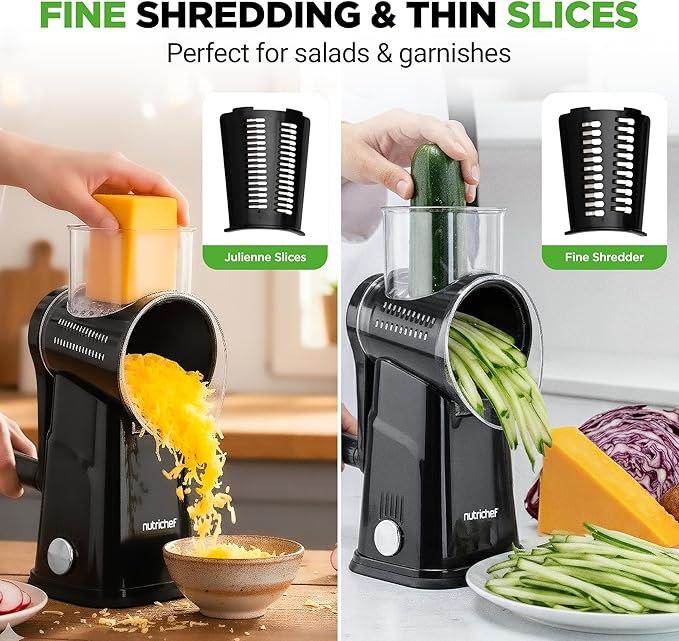 NutriChef 5 in 1 Cheese Grater & Shredder | 5 Different Blades - Image 4