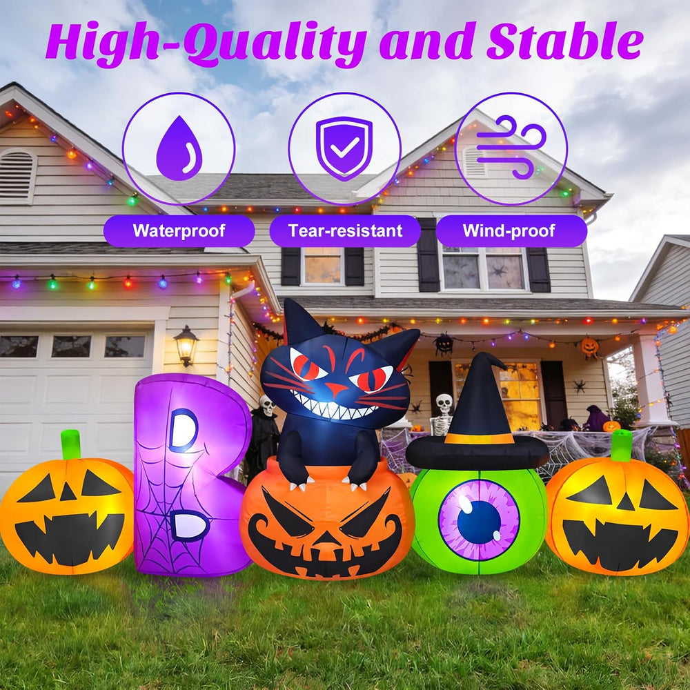 Danxilu 8FT Halloween Inflatable Pumpkin with Black Cat Outdoor Decorations
