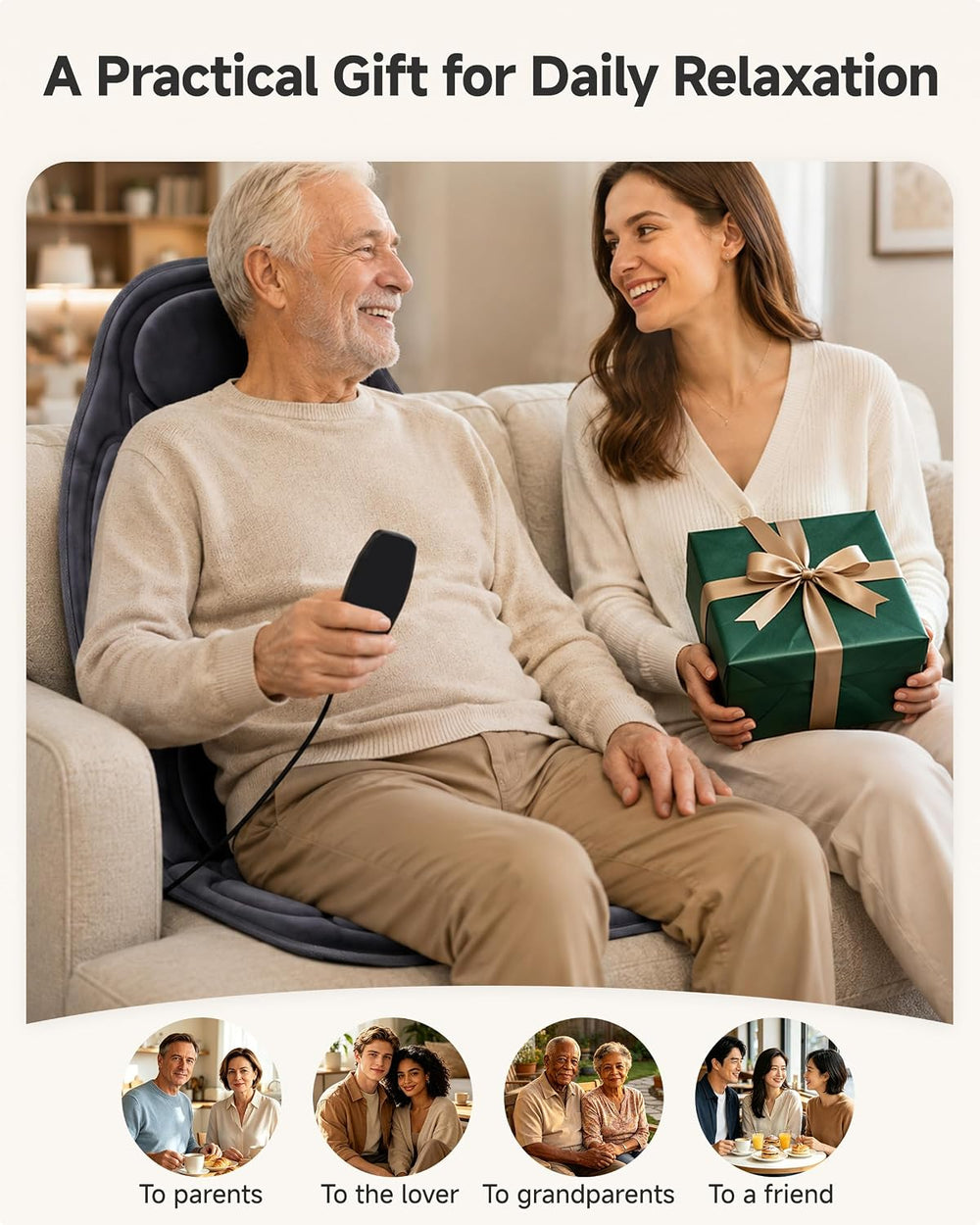 Snailax Vibration Back Massager with Heat, 2026 Upgraded Chair Massage Pad