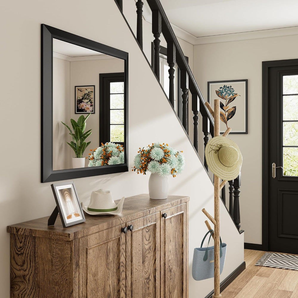 Briivue Black Metal Framed Bathroom Wall Mirror, 60x30 Inch