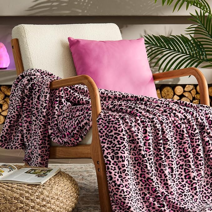 BEDELITE Pink Leopard Blanket Twin– Soft & Cozy Cheetah Blanket by BEDELITE