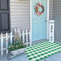 CAINANEL Buffalo Plaid Outdoor Rug Green and White Spring Door Mat Layering Rug Welcome Doormats for Spring Easter Farmhouse Entrance Porch Outdoors Decor