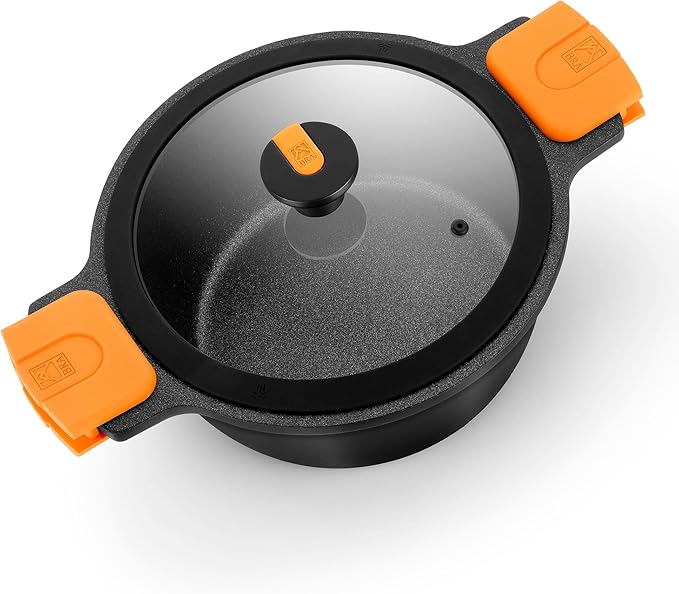 BRA COOKWARE Efficient Pro Nonstick Stock Pot w/Lid | 8 Inch 3.2 Quart Cooking by BRACookware