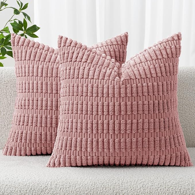 MIULEE Pack of 2 Corduroy Decorative Throw Pillow Covers 18x18 Inch Soft Boho by MIULEE