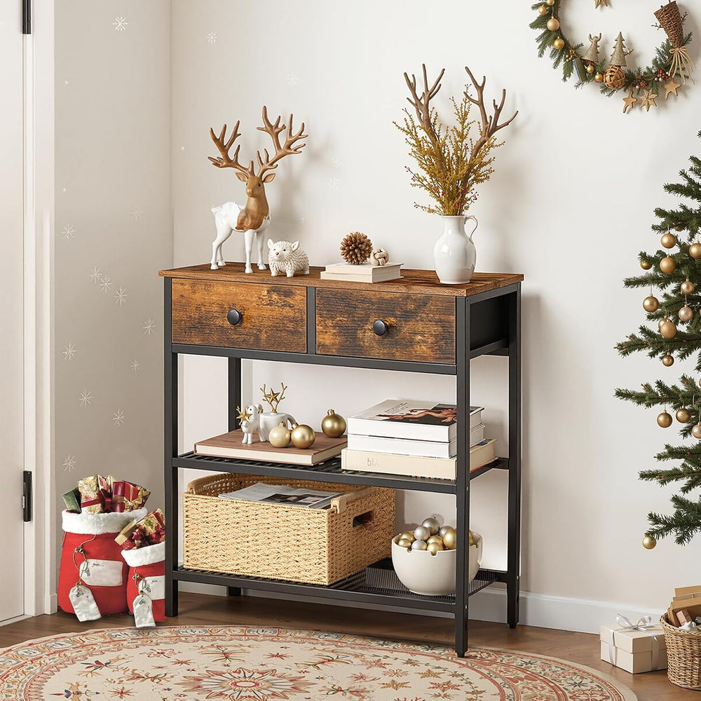 HOOBRO 29.5" Narrow Console Table with 2 Fabric Drawers, Sofa Table, Sma...