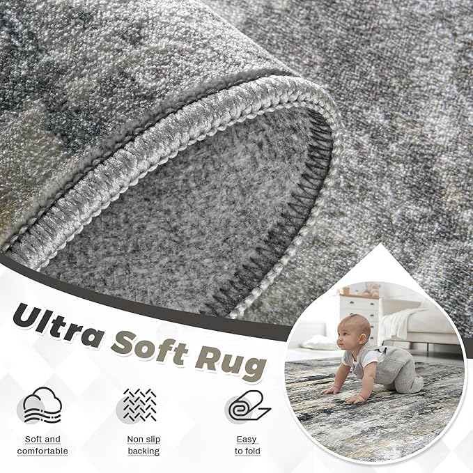 pmtsns Area Rugs 8x10 for Living Room: Washable Rug Modern Abstract Neutral - Image 4