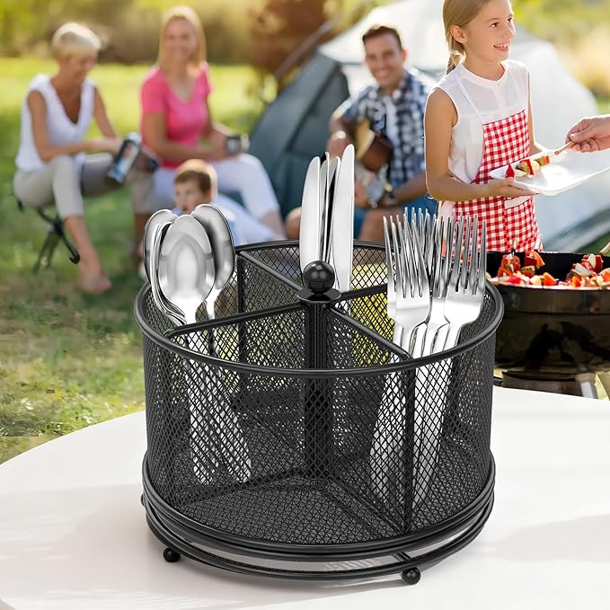 2 Pack 360° Rotating Metal Utensil Caddy - Image 7