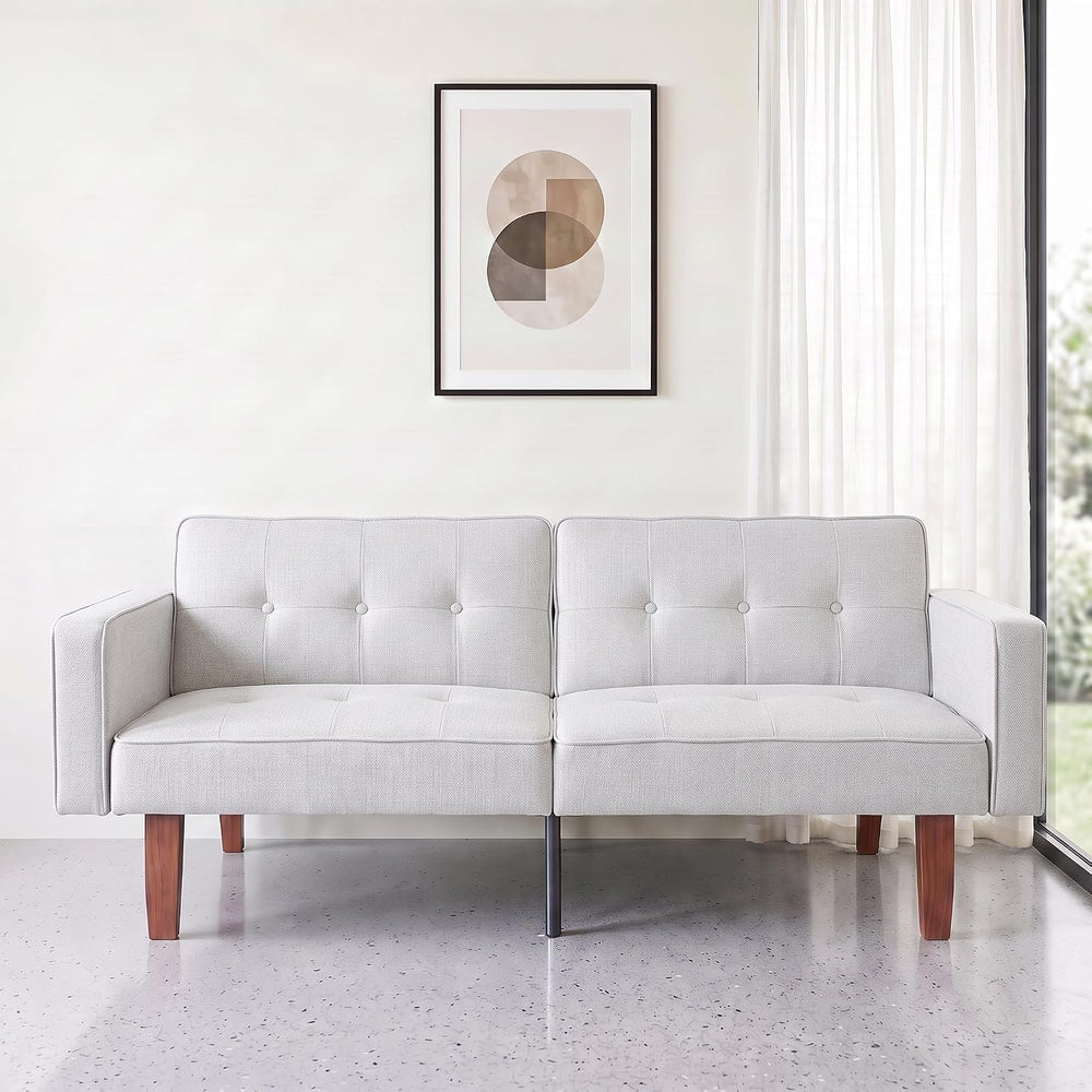 NicBex Fabric Convertible Sleeper Couch, Futon Sofa Bed with 2-Seat, Gray