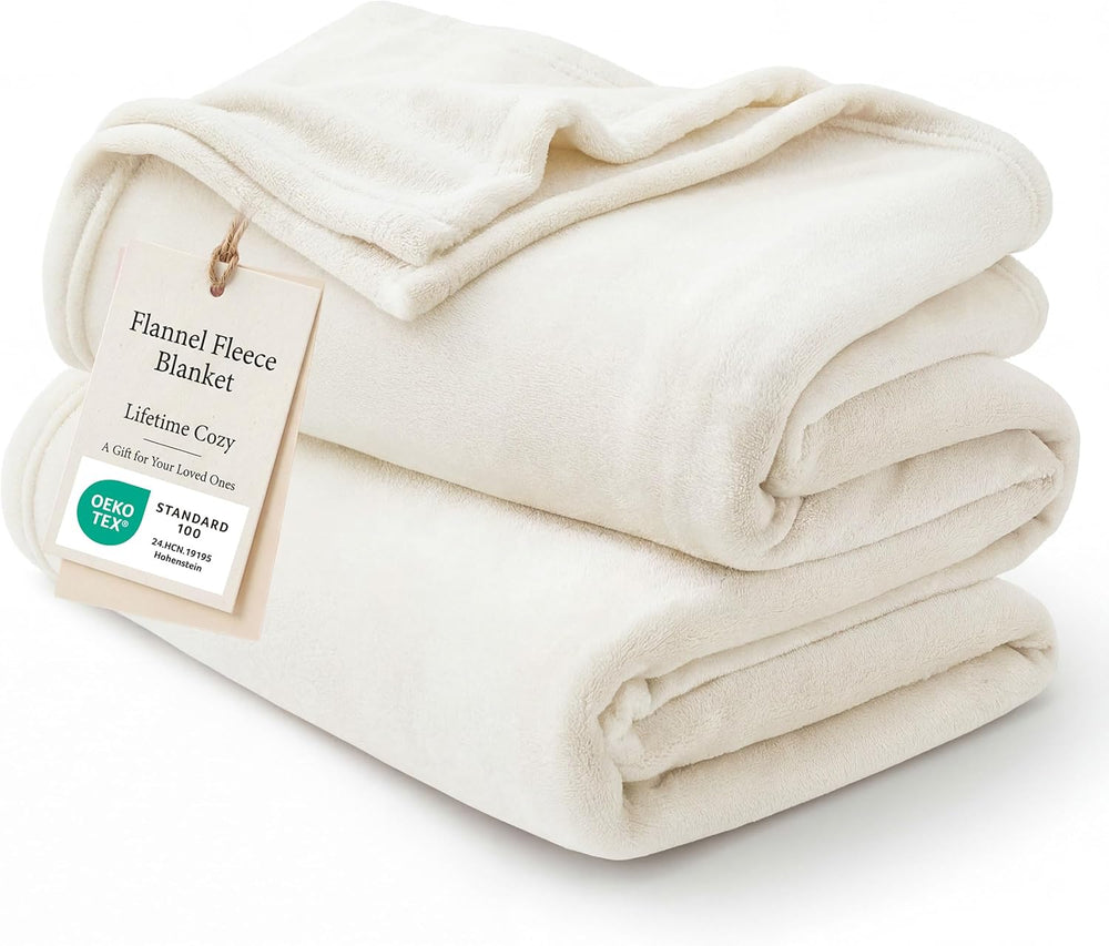 Bedsure GentleSoft Fleece Blankets Queen Size Cream - Birthday Gifts for Wome...