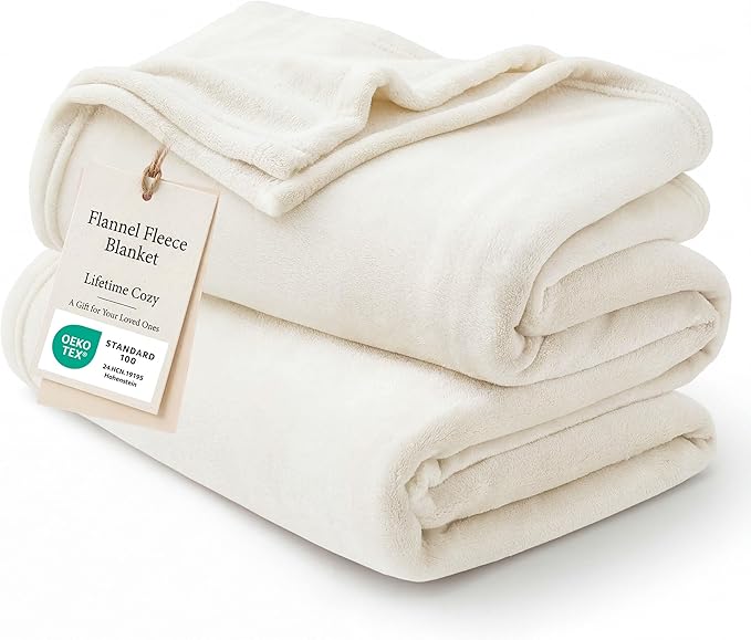 Bedsure GentleSoft Fleece Throw XL Blanket Cream by BEDSURE