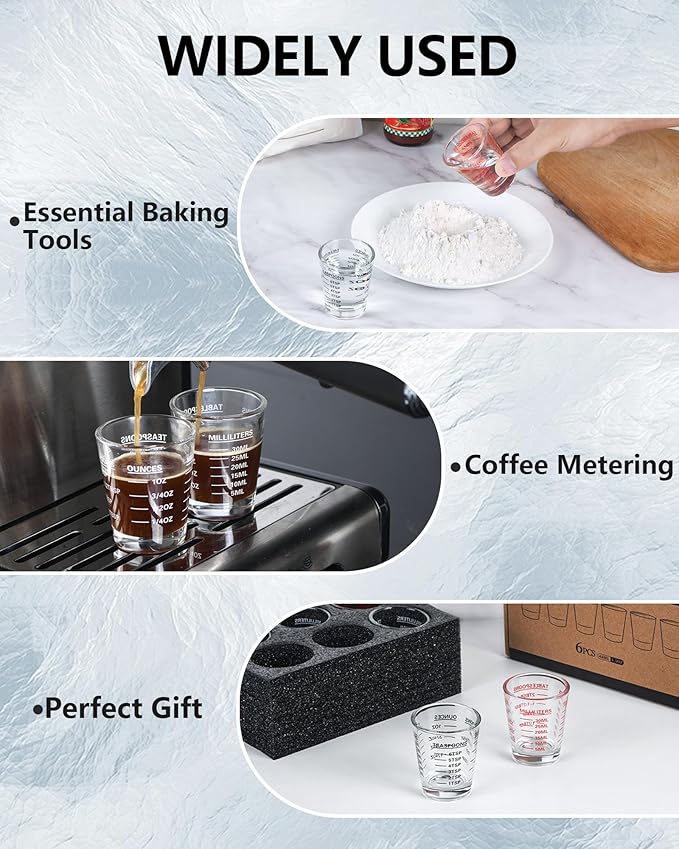 SAIAOKJ Shot Glasses Measuring Cup Set 2PACK Espresso Shot Glasses Liquid Heavy - Image 4