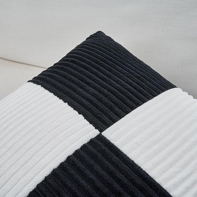 Fancy Homi Set of 2 Black White Decorative Throw Pillow Covers 20x20 Inch - Image 3