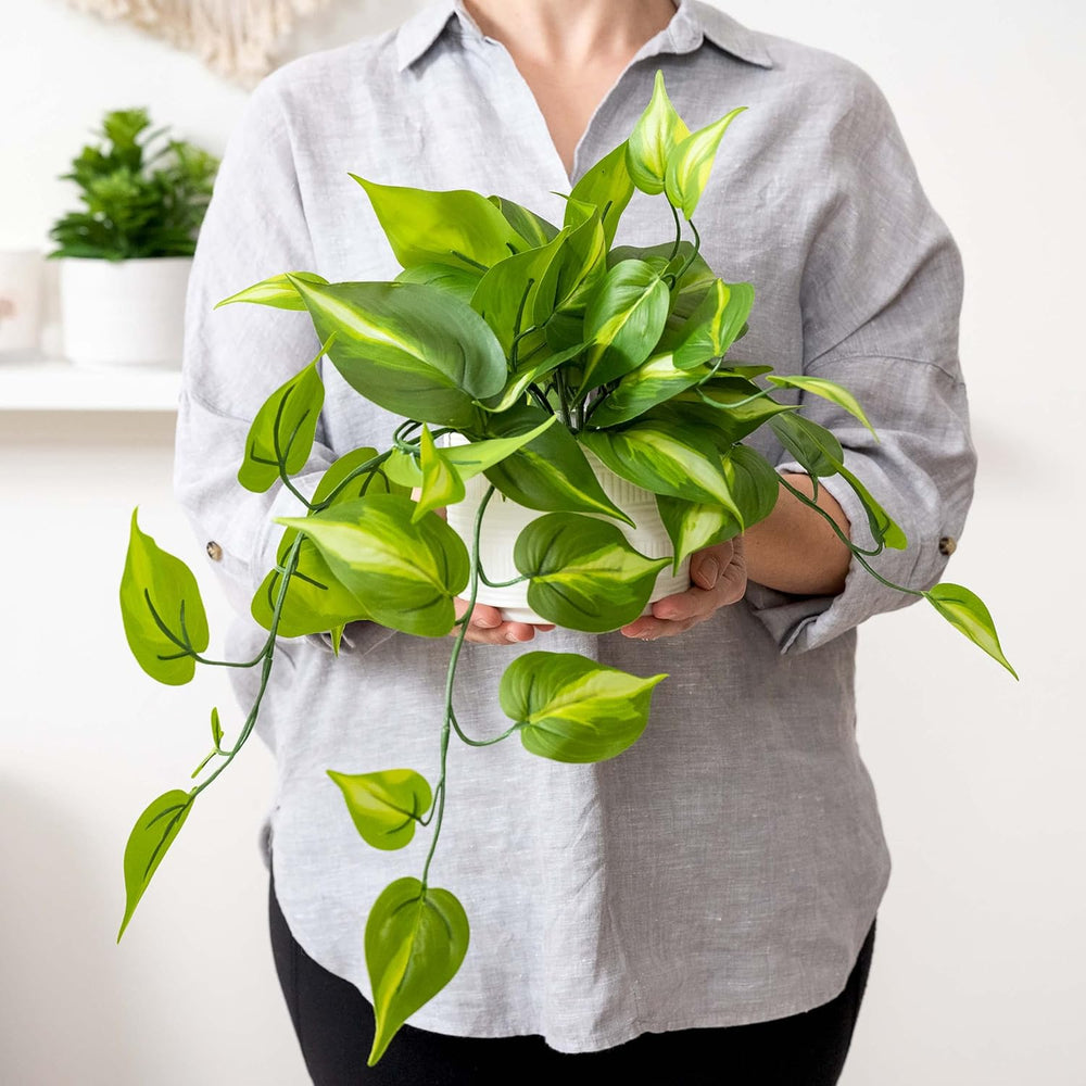 Kurrajong Farmhouse Dark Green Fake pothos | Fake Plant for Shelf Decor | Art...
