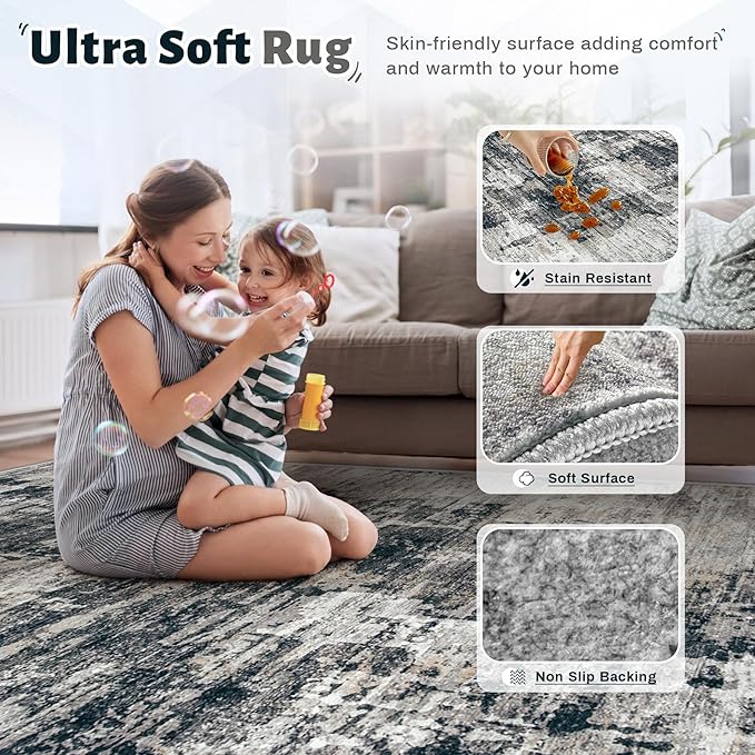 XLUEZ 8x10 Area Rugs for Living Room, Washable Modern Abstract Large Area Rug - Image 4