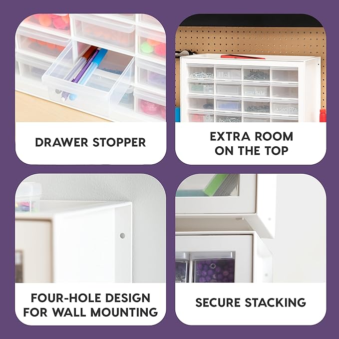 IRIS USA Plastic Storage Drawers, Made in USA, 24-Drawer Small Parts Organizer