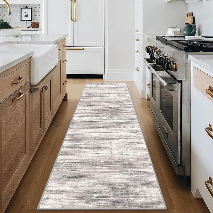KOZYFLY Modern Abstract Hallway Runner Rug, 2.6x8 Washable Rug Runner Non-Slip