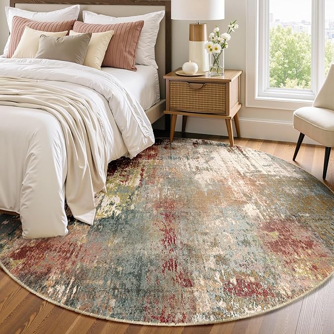 Washable Area Rugs 6ft Non-Slip Modern Abstract Soft by RELEANY