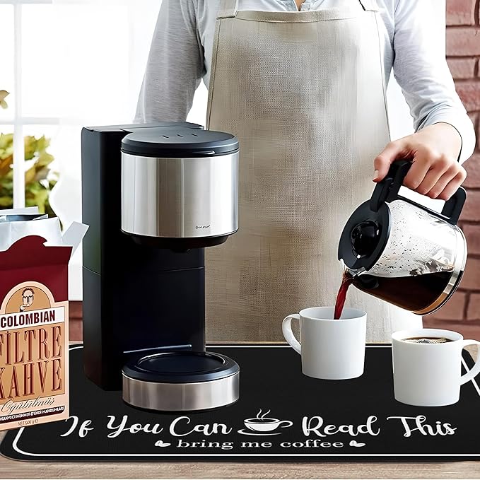 Coffee Bar Mat for Countertops 23inx15in, Absorbent Hide Stain Anti-Slip Cafe - Image 3