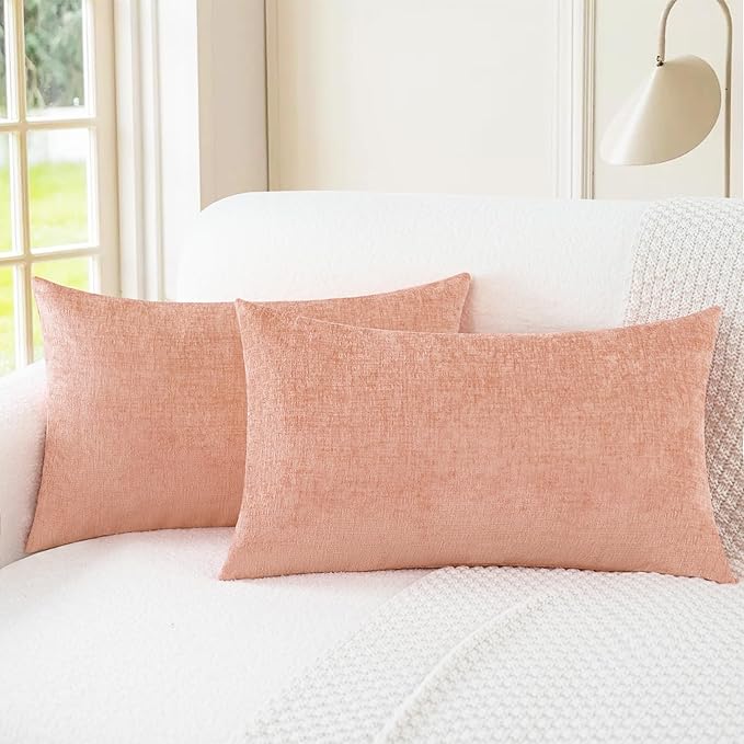 CaliTime Throw Pillow Covers Decorative 16 X 26 Inches Pack of 2 Cozy Chenille by CaliTime