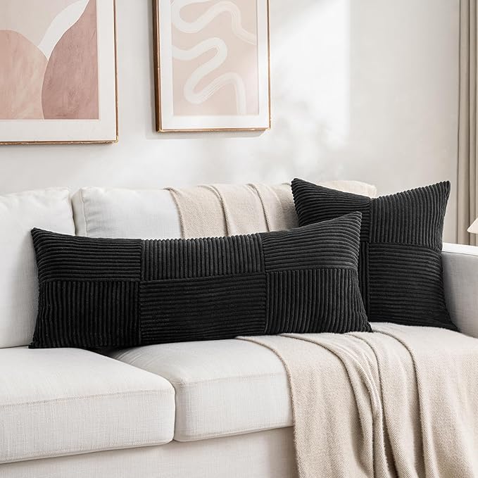 Fancy Homi 2 Packs Black Decorative Throw Pillow Covers 16x16 Inch - Image 5