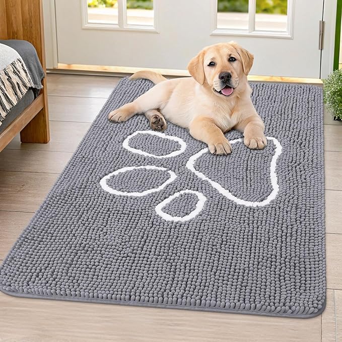 Smiry Dog Door Mat for Muddy Paws, Absorbent Dirt Trapper Non Slip Quick Dry by Smiry