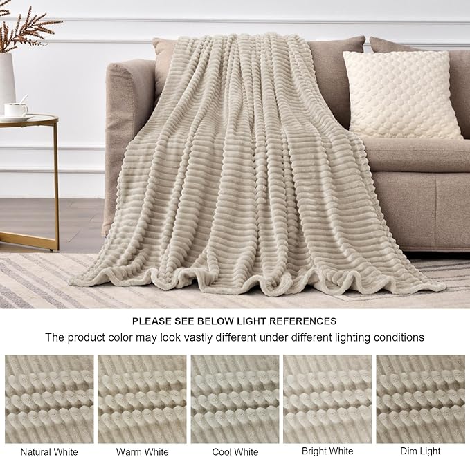 BEDELITE Fleece Blanket Twin Size – 3D Ribbed Jacquard Soft and Warm Decorative - Image 5
