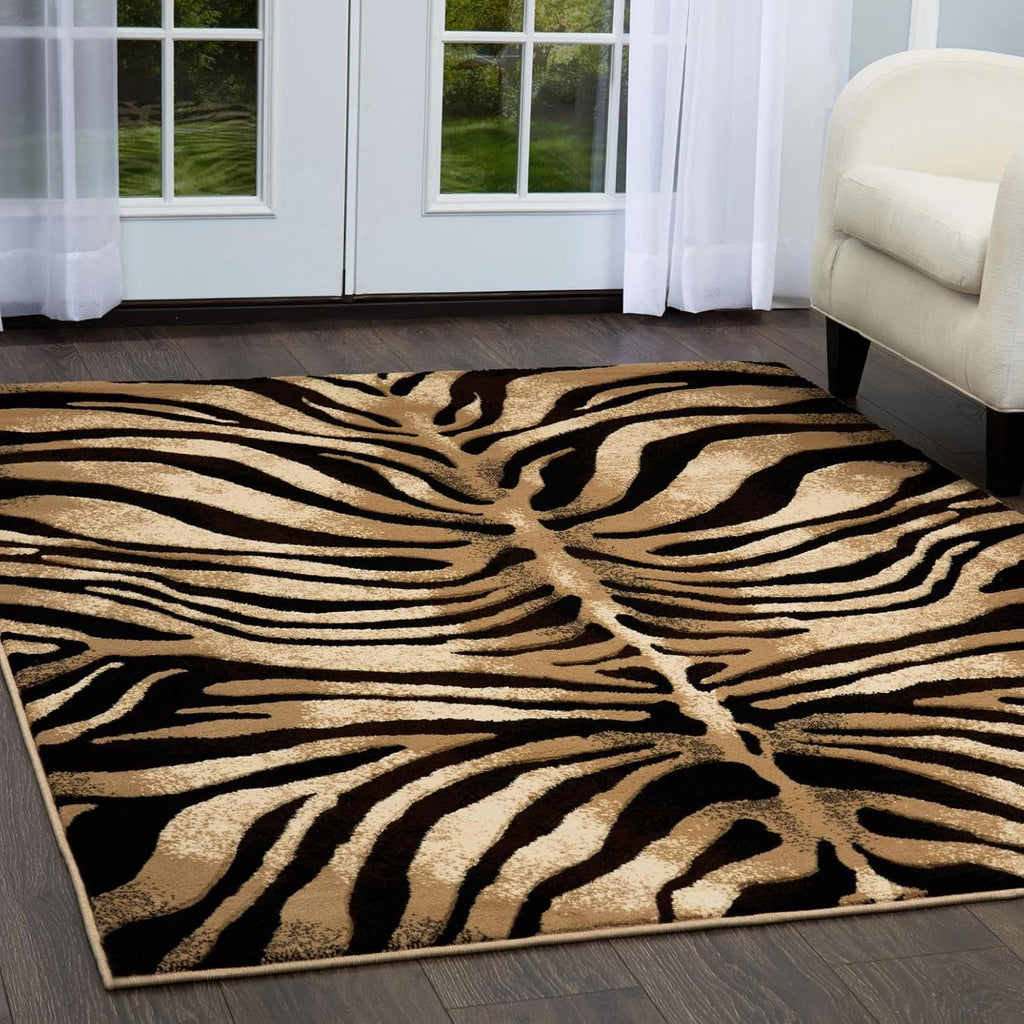 Home Dynamix Tribeca Fawn Area Rug 3 Piece Set, Animals Black/Ivory