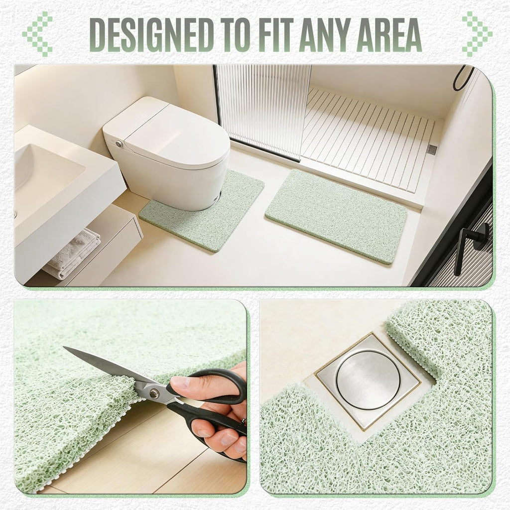 17 * 30in Shower Mat Bathtub Mat Non Slip | Bathmats Non Slip, Quick Drying Foot Scrubber Loofah Mats for Inside Shower, Tub, Bathroom, Home, Mint Green
