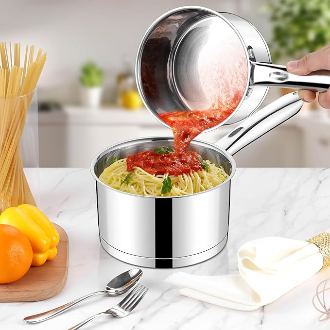 LIANYU 2 Quart Saucepan with Lid, Stainless Steel Sauce Pan Small Cooking Pot - Image 6