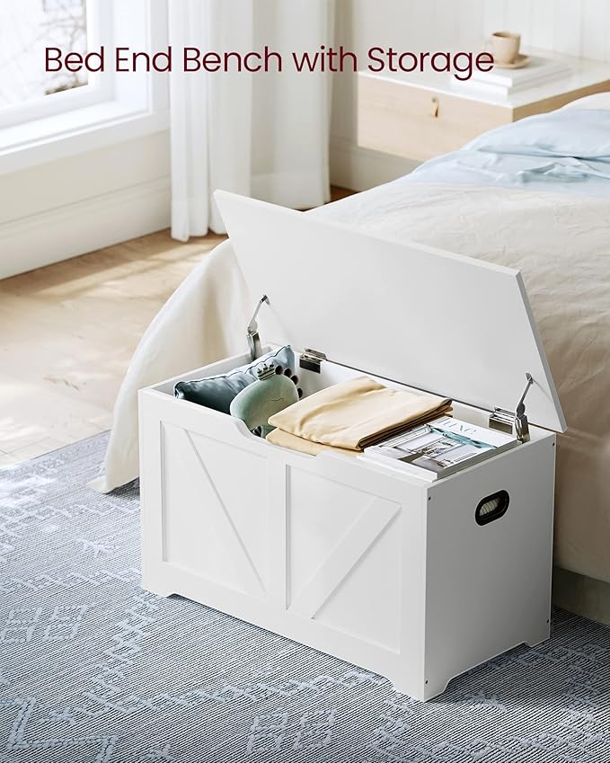 VASAGLE Storage Chest, Storage Trunk with 2 Safety Hinges, Storage Bench, Sho...