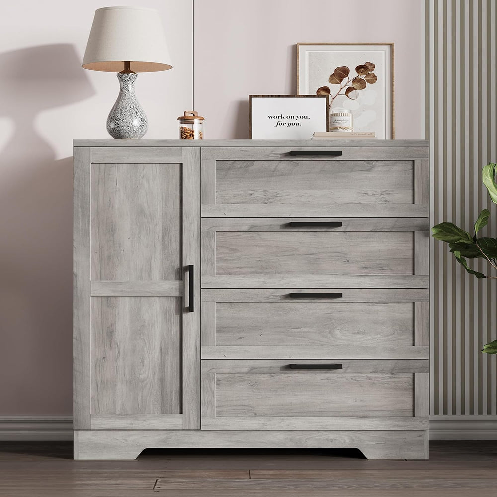 IDEALHOUSE 43.3'' H Armoire Wardrobe Closet with 4 Drawers and Hangin...