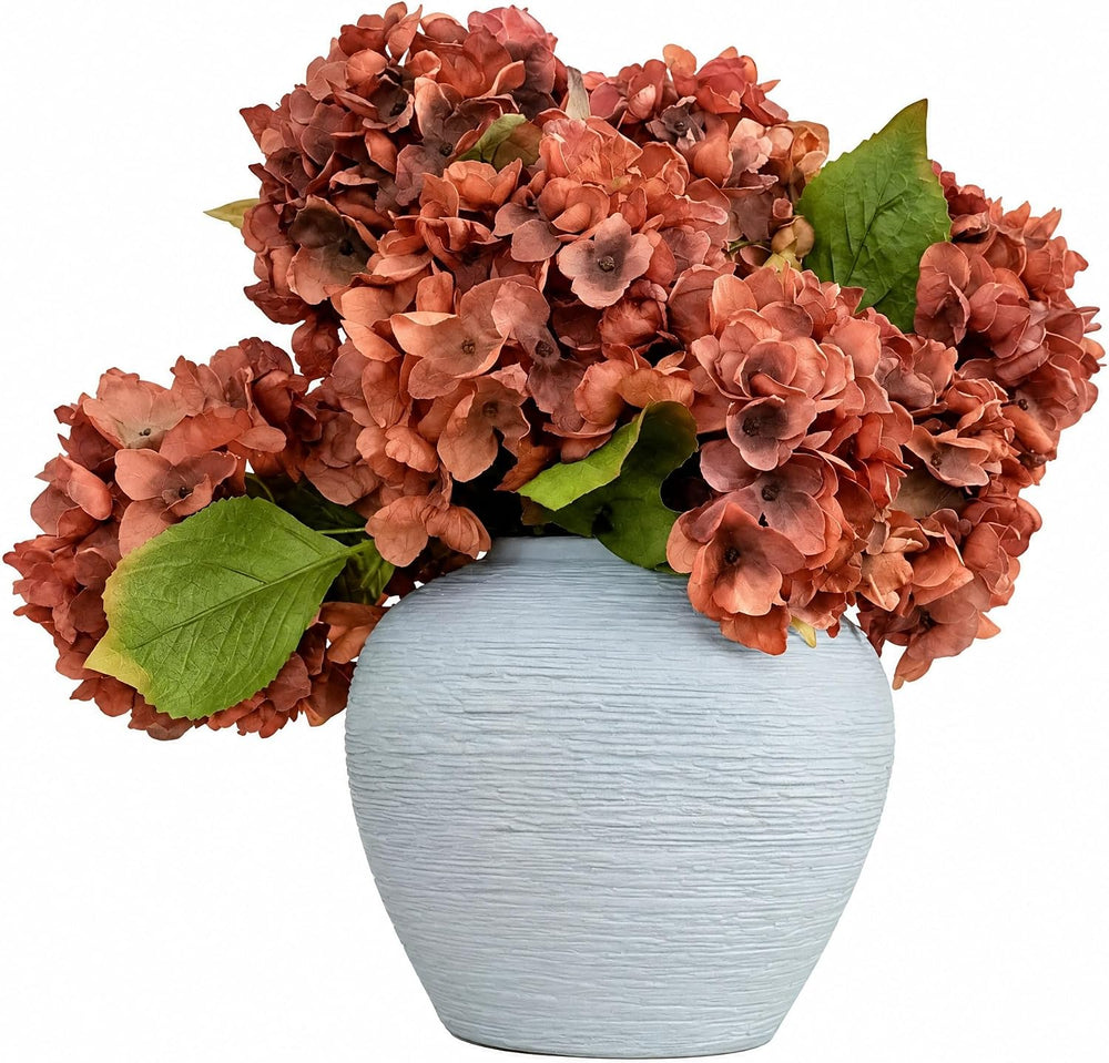 8 Pcs Fall Artificial Vintage Dried Hydrangea Flowers Orange